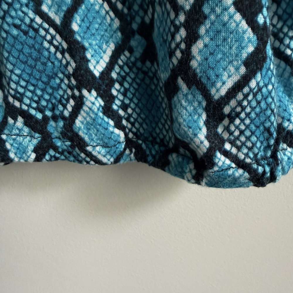 MICHAEL KORS Y2K Snake Animal Print Top XS Keyhole Blue Stretch Festival Safari - Picture 6 of 7